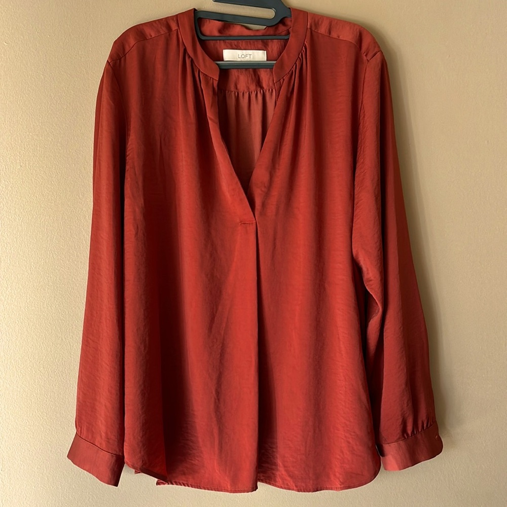 Silky Deep Rust LOFT Blouse | XL